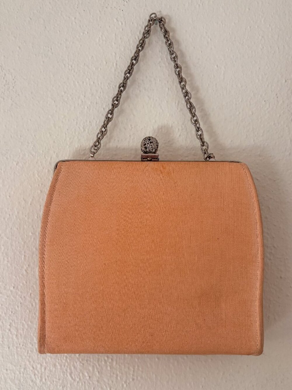 Vintage Peach Satin Clutch